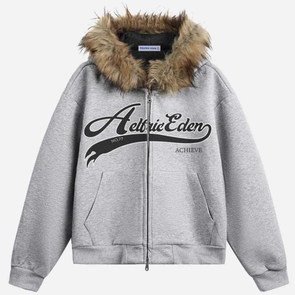Aelfric Eden Boxy Faux Fur Collar Hoodie- S